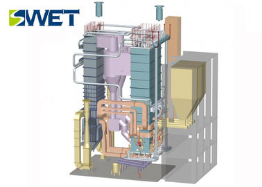 Single Drum Biomass Fired Hot Water Boiler , 20t / H Circulating Fluidized Bed Boiler